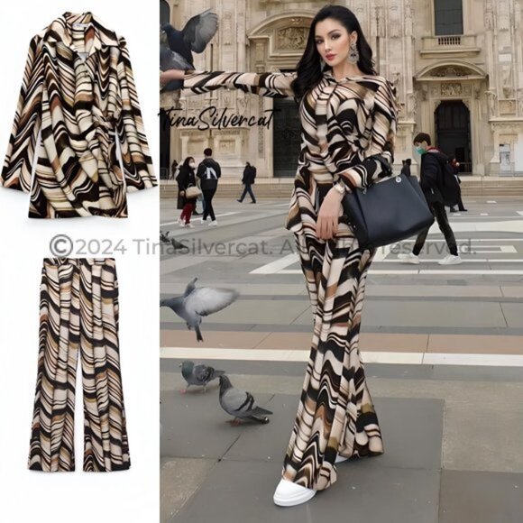 BOGGER'S FAVE! Zara 2 Piece Set Printed Pants and Matching Top Sz XS NWT - Picture 5 of 17